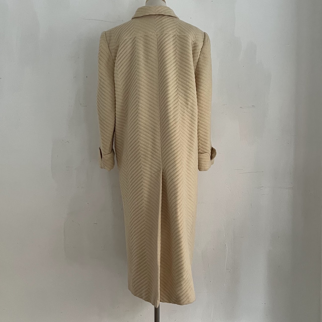 Valentino Miss V Vintage Ivory Wool Chevron Coat