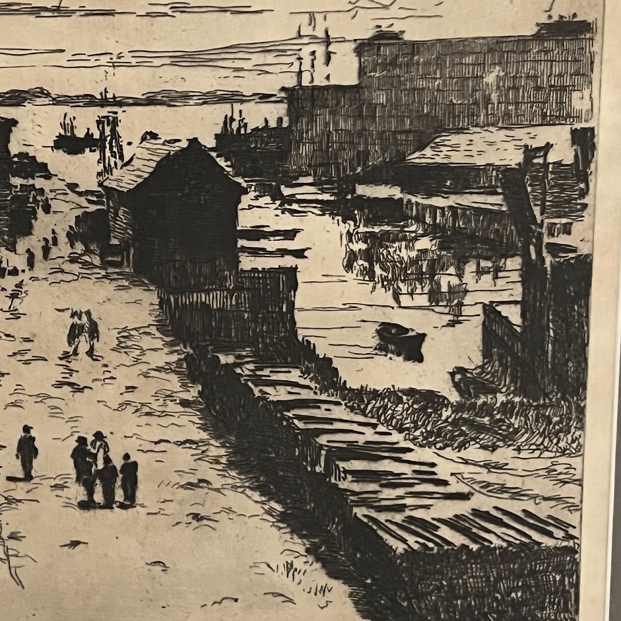 Philip Little Signed Harbor Road Scene Etching, 1915