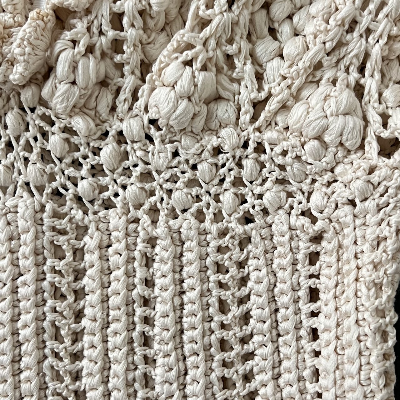 Oscar de la Renta Crocheted Ivory Silk Blouse