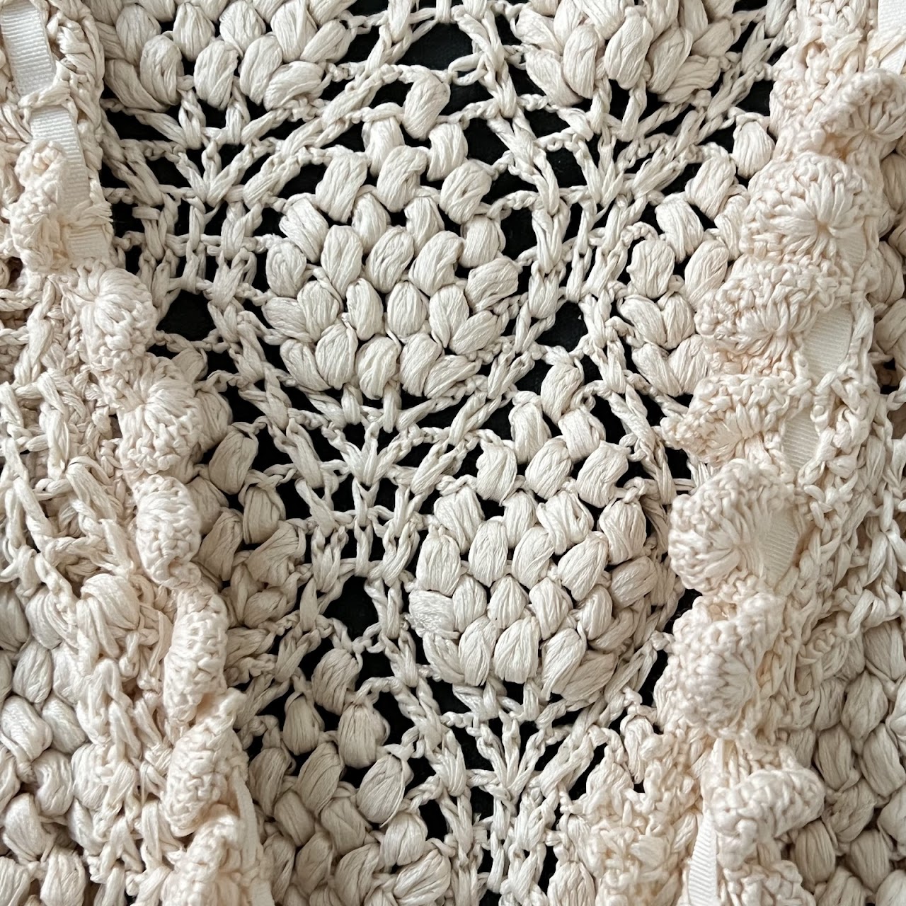 Oscar de la Renta Crocheted Ivory Silk Blouse