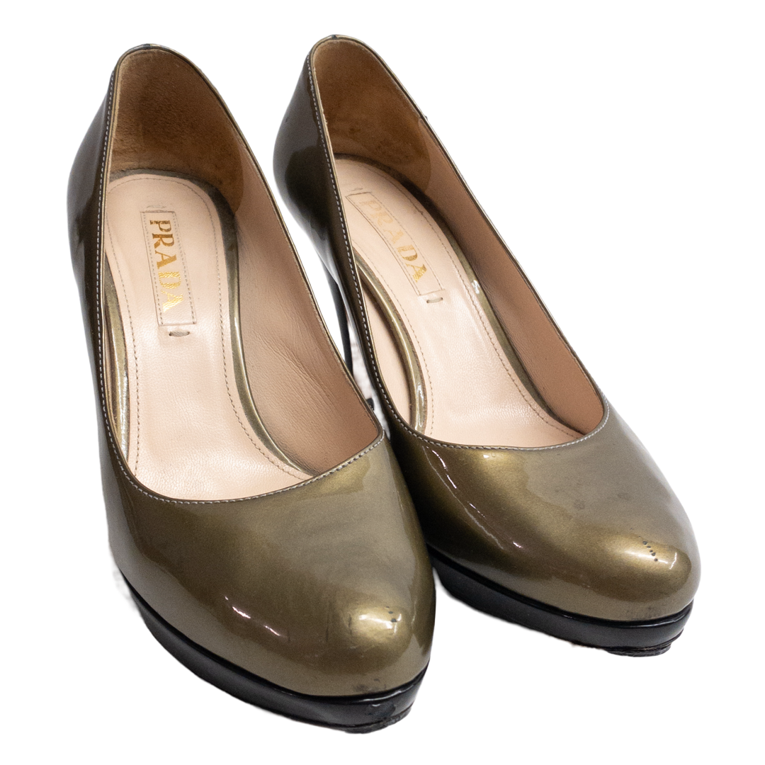 Prada Two-Tone Patent Leather Pumps