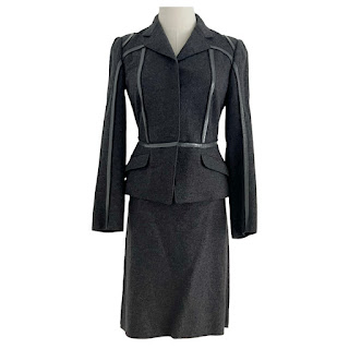 Prada Grey Virgin Wool Skirt Suit