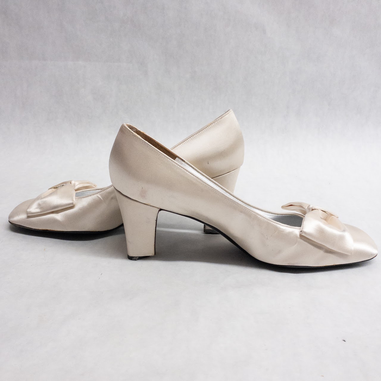 Christian Dior Vintage Ivory Satin Heels