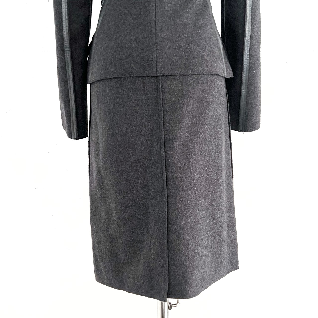 Prada Grey Virgin Wool Skirt Suit