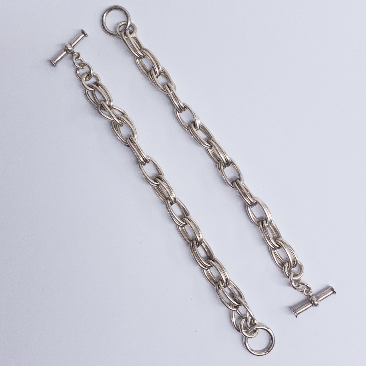 Sterling Silver Double Link Bracelet Pair