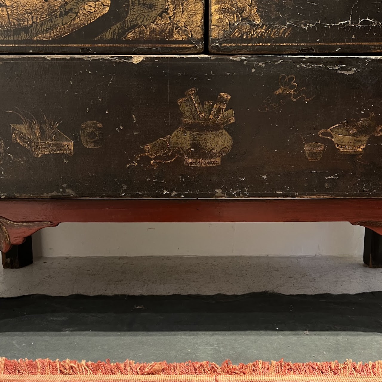 19th C. Chinese Gilt Decorated Lacquered Cabinet