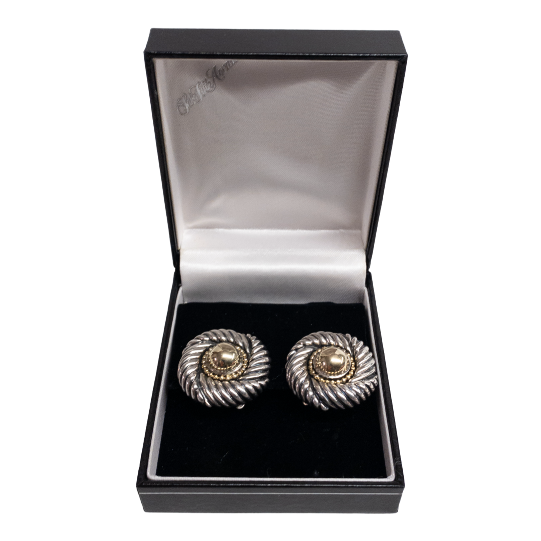 David Yurman 14K Gold and Sterling Silver Clip Earrings