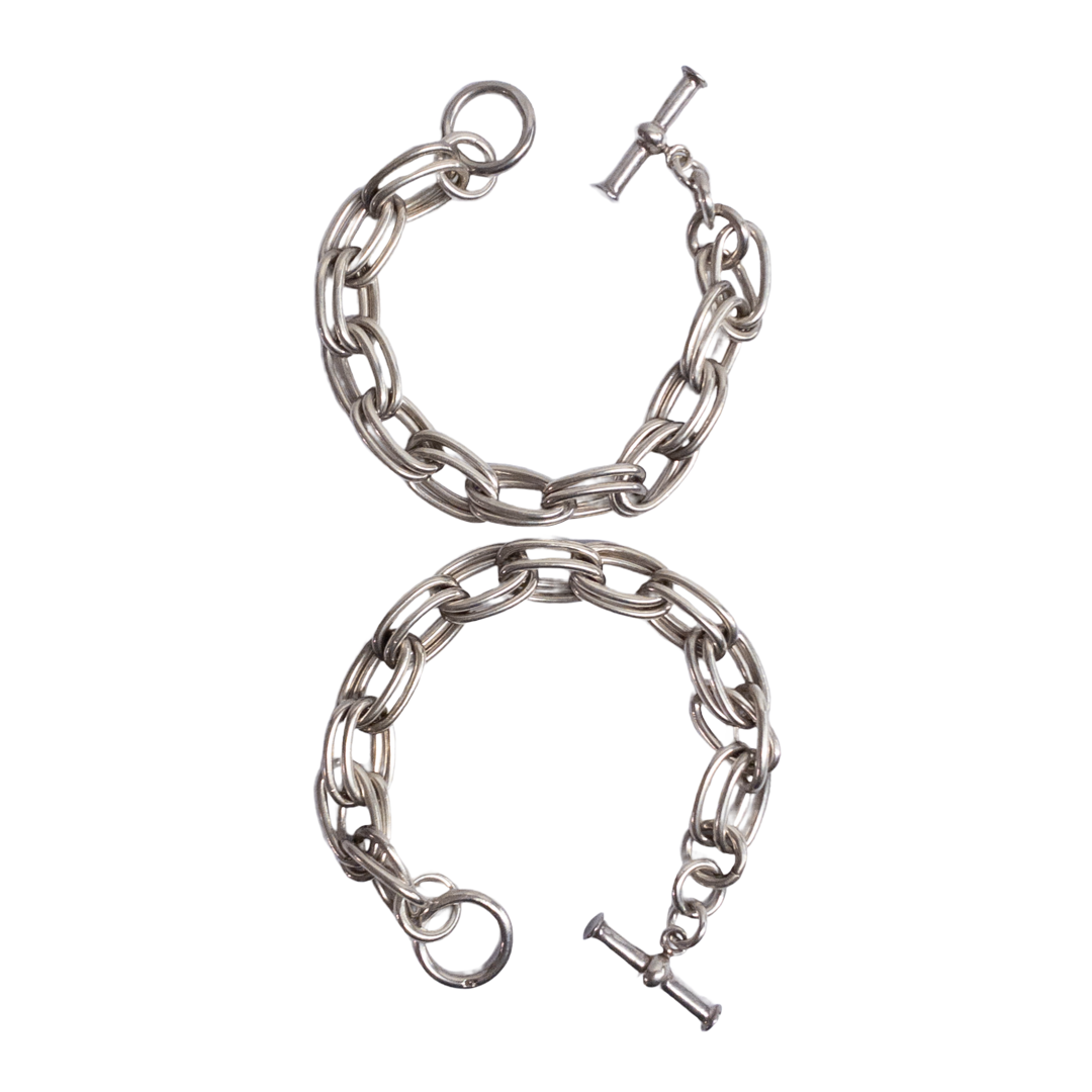 Sterling Silver Double Link Bracelet Pair