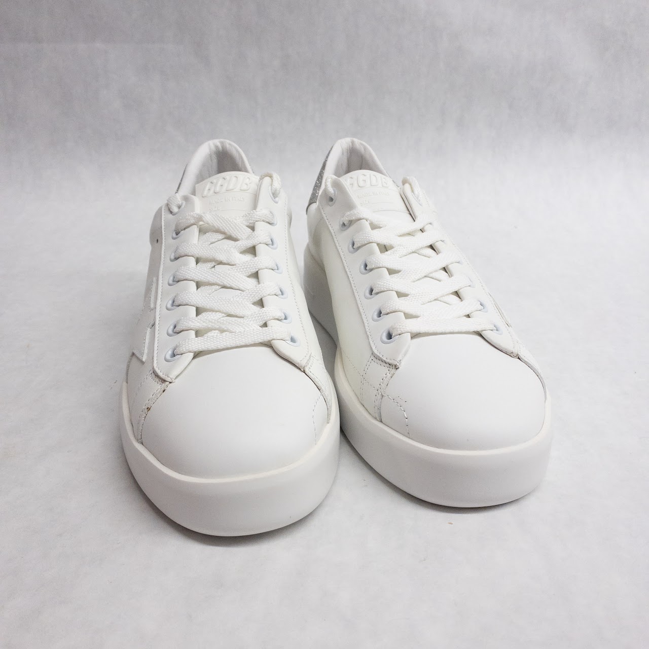 Golden Goose NEW Pure New White and Silver Sneakers