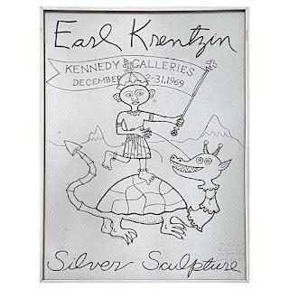 Earl Krentzin Signed 'Silver Sculpture' Kennedy Galleries Lithograph Exhibition Poster, 1969