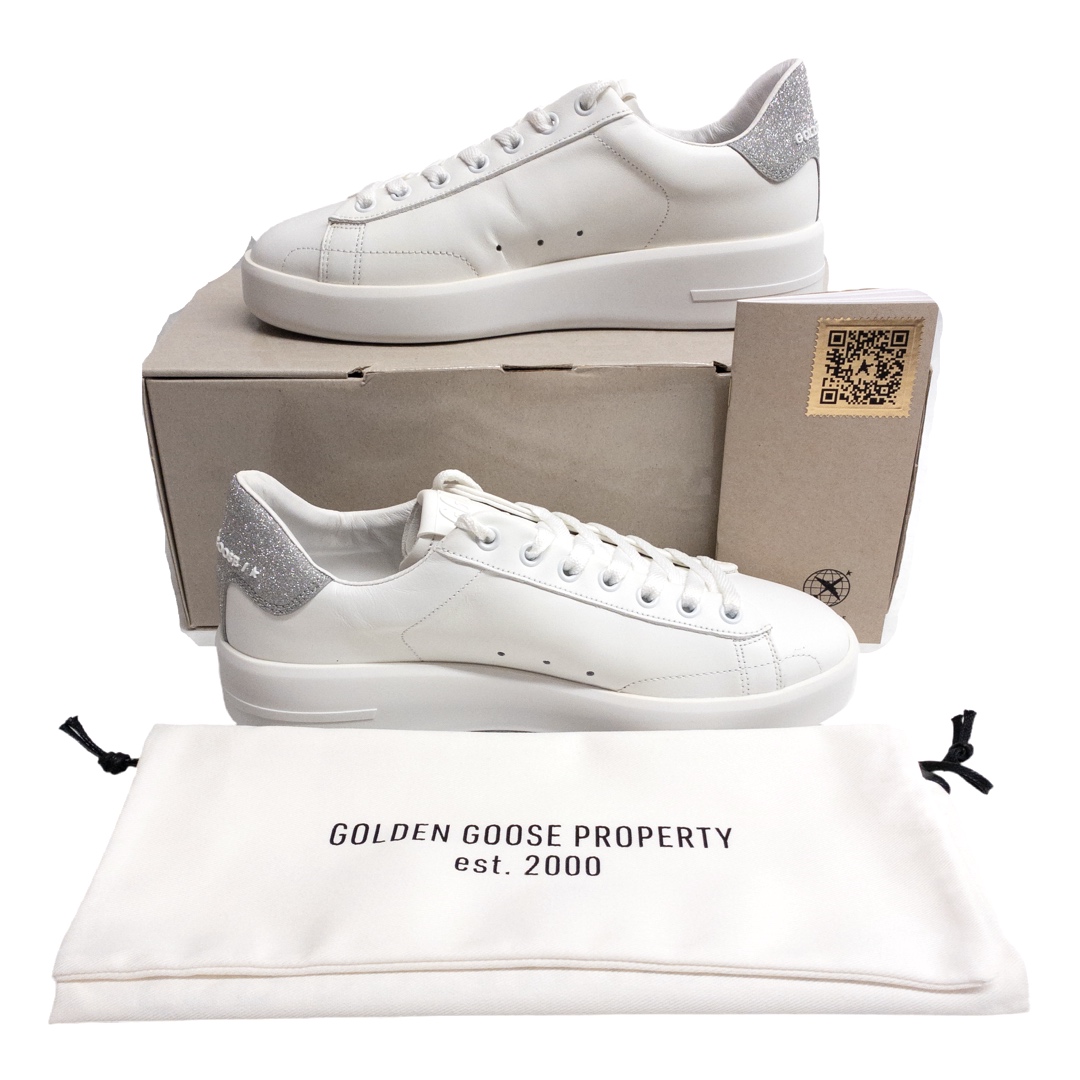 Golden Goose NEW Pure New White and Silver Sneakers