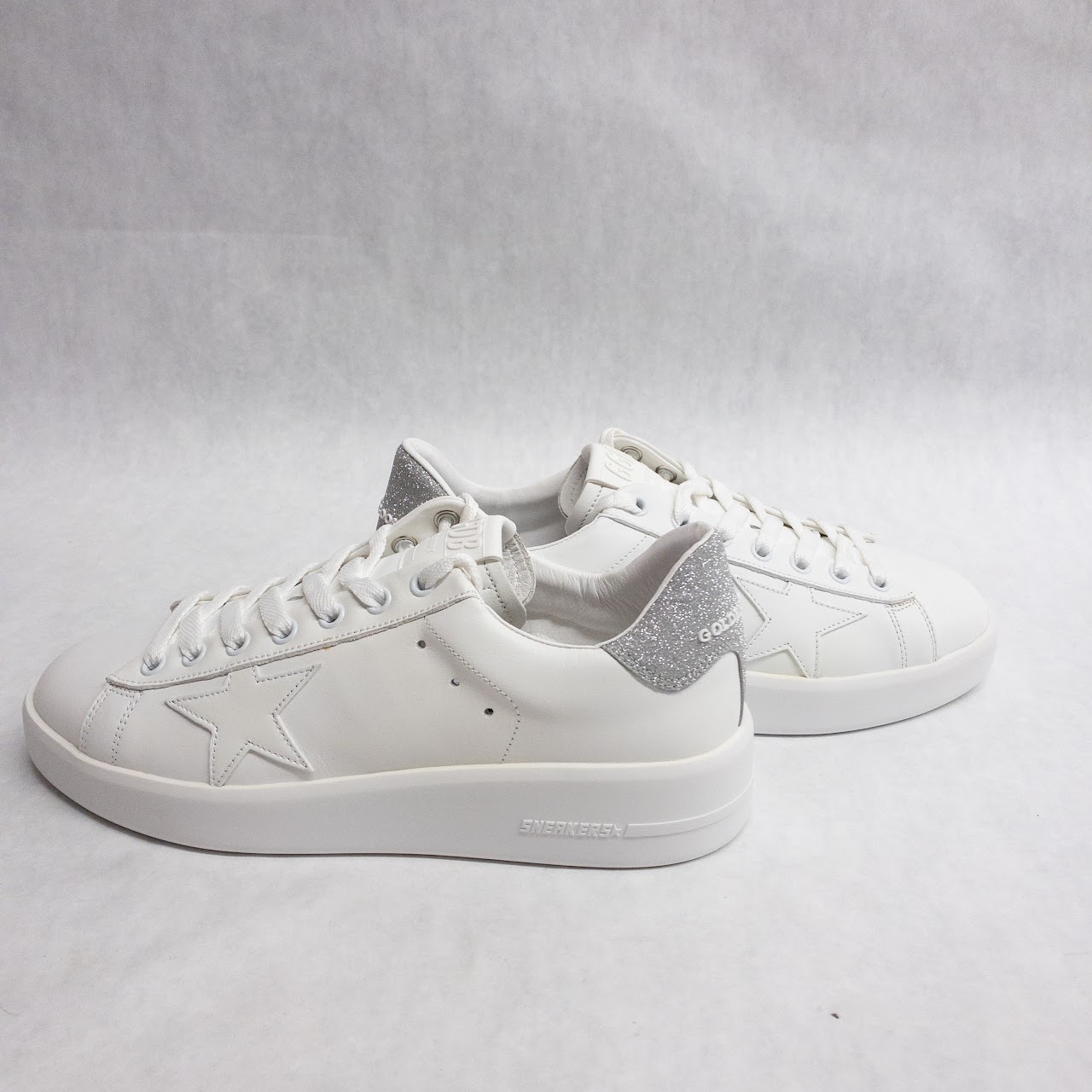 Golden Goose NEW Pure New White and Silver Sneakers