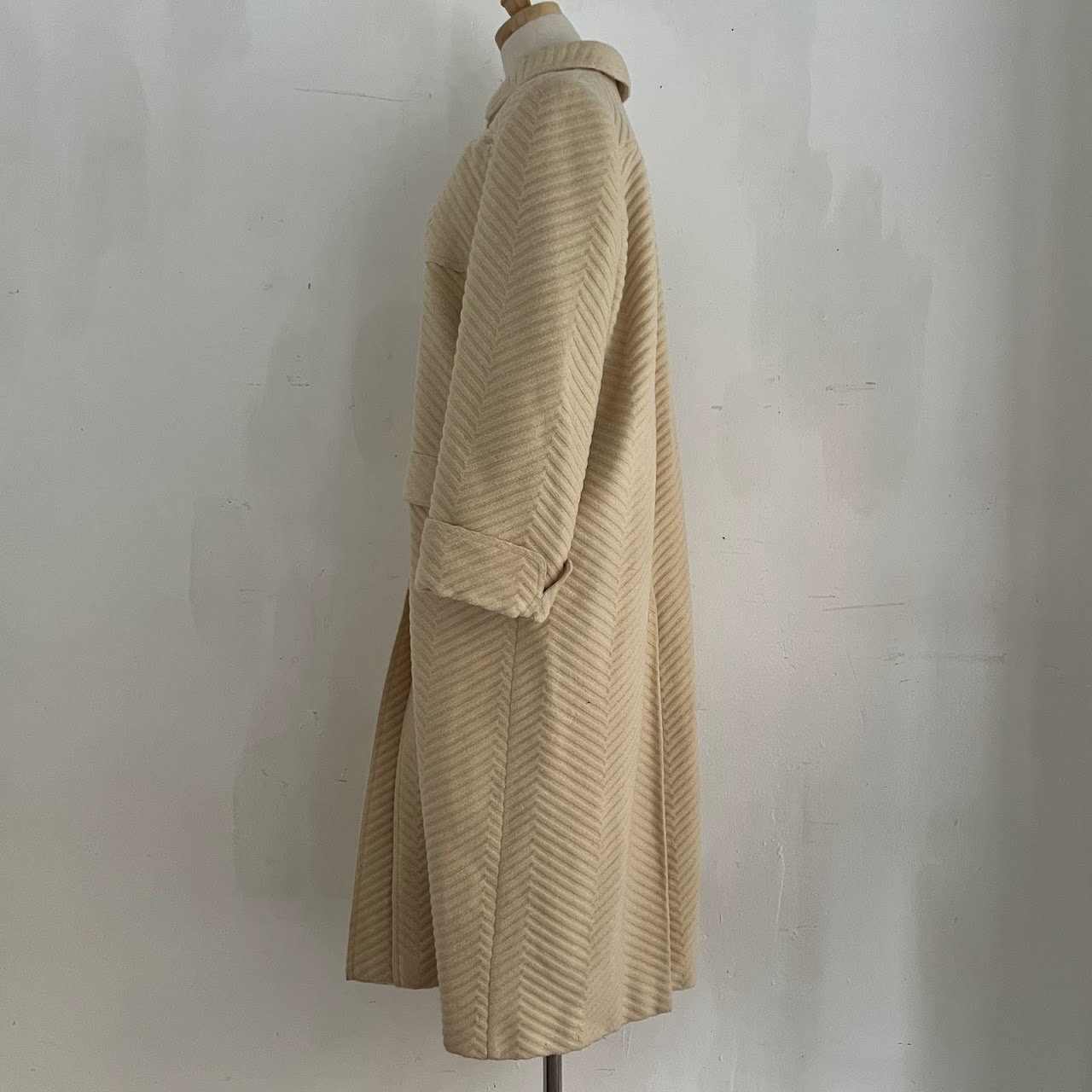 Valentino Miss V Vintage Ivory Wool Chevron Coat