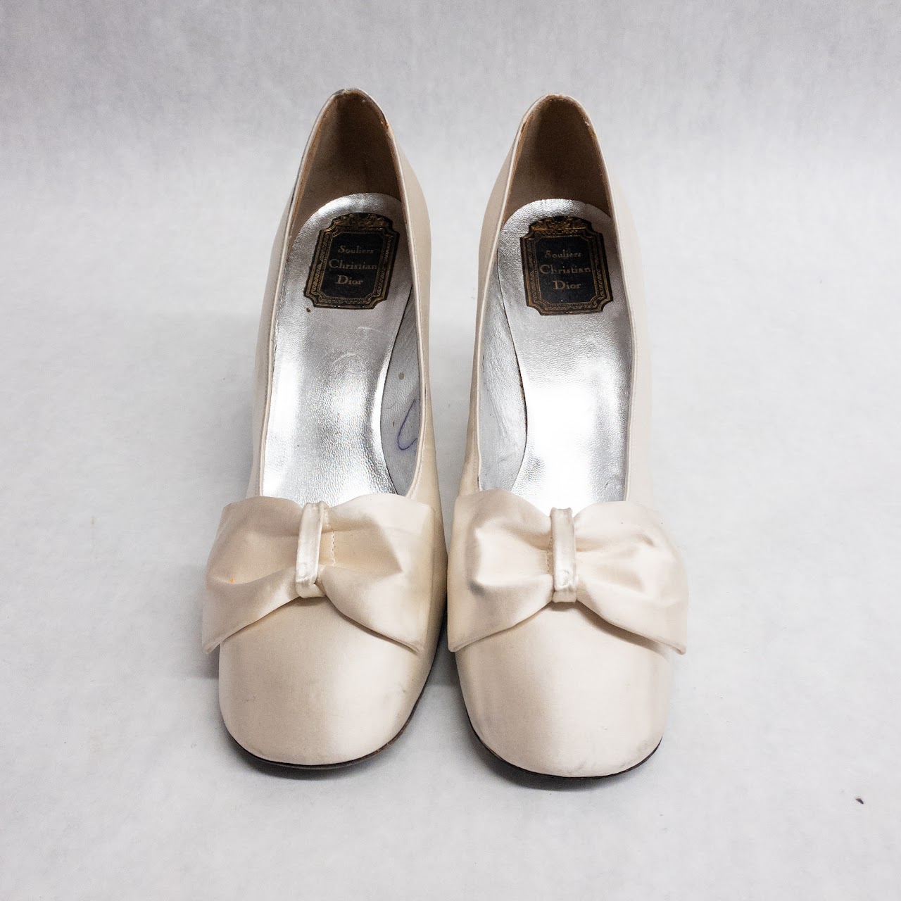 Christian Dior Vintage Ivory Satin Heels