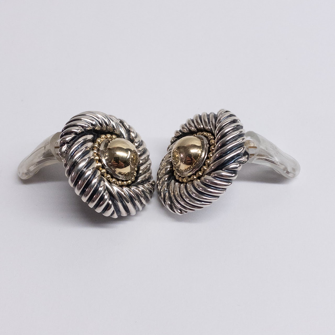 David Yurman 14K Gold and Sterling Silver Clip Earrings