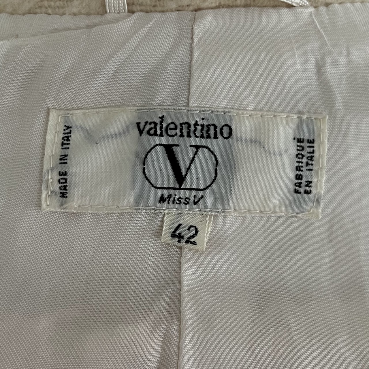 Valentino Miss V Vintage Ivory Wool Chevron Coat