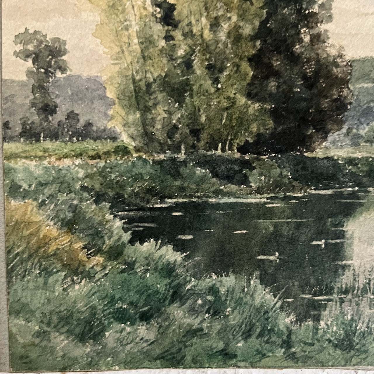 Claude-François-Auguste Mesgrigny Signed French Landscape Watercolor Painting