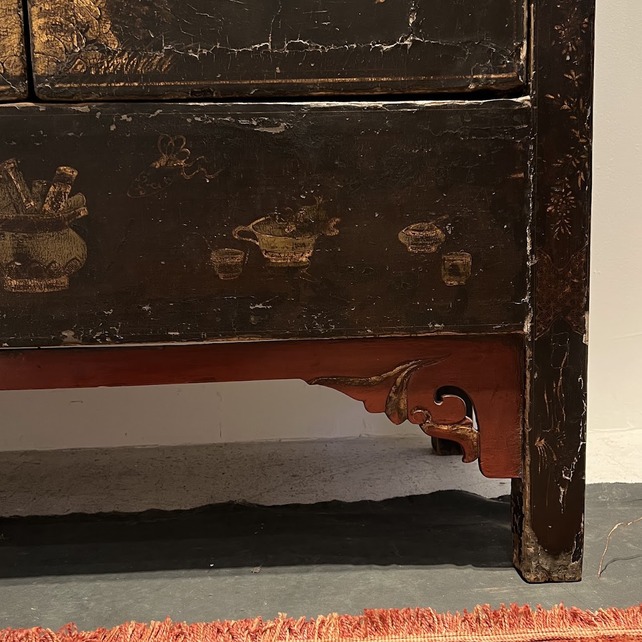 19th C. Chinese Gilt Decorated Lacquered Cabinet