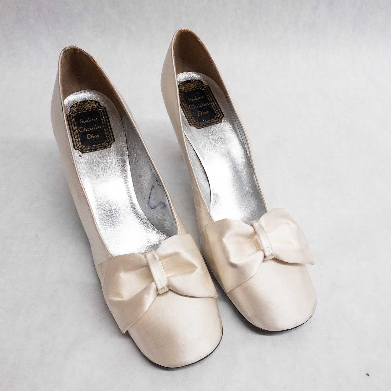 Christian Dior Vintage Ivory Satin Heels