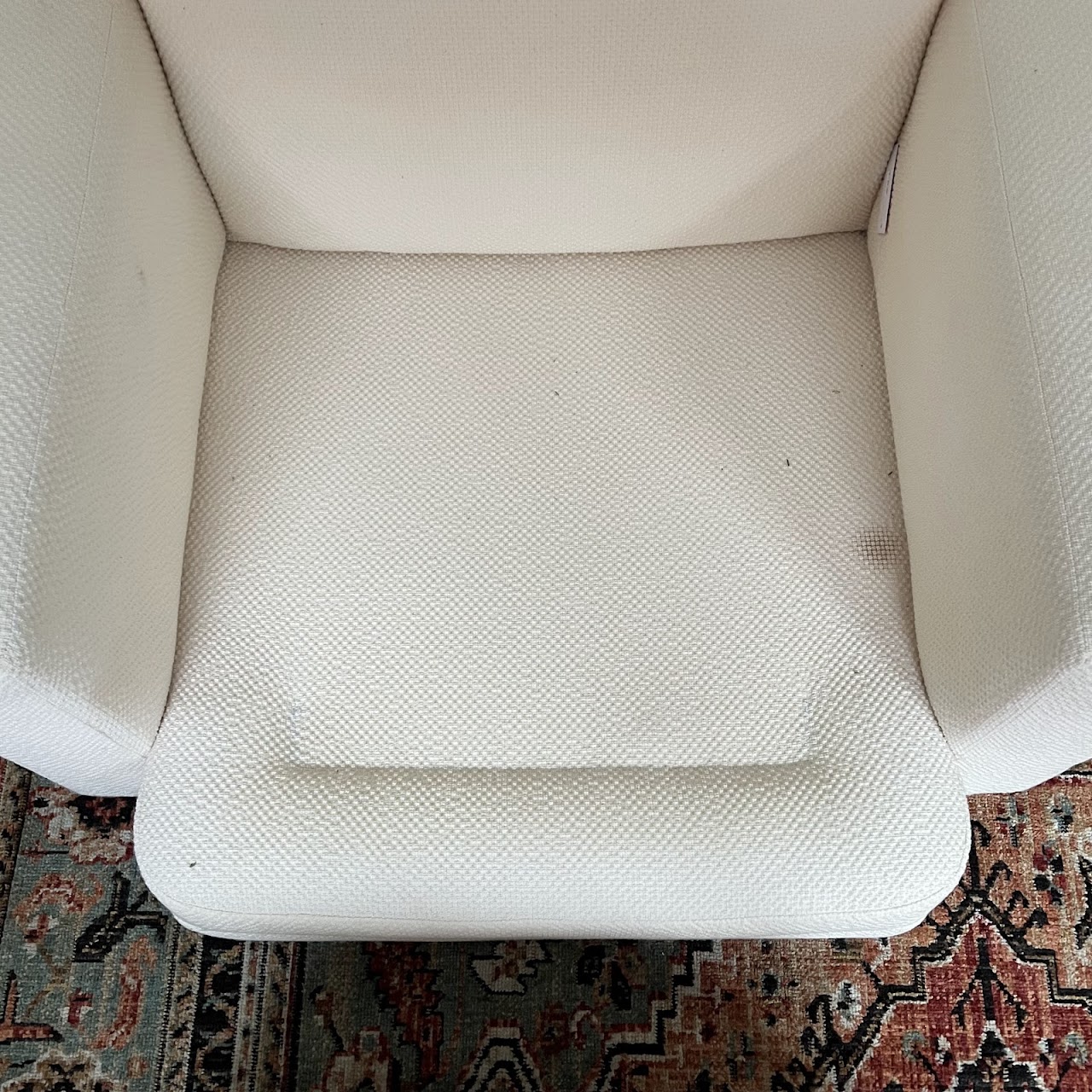 Vintage Custom Cream Upholstered Armchair Pair