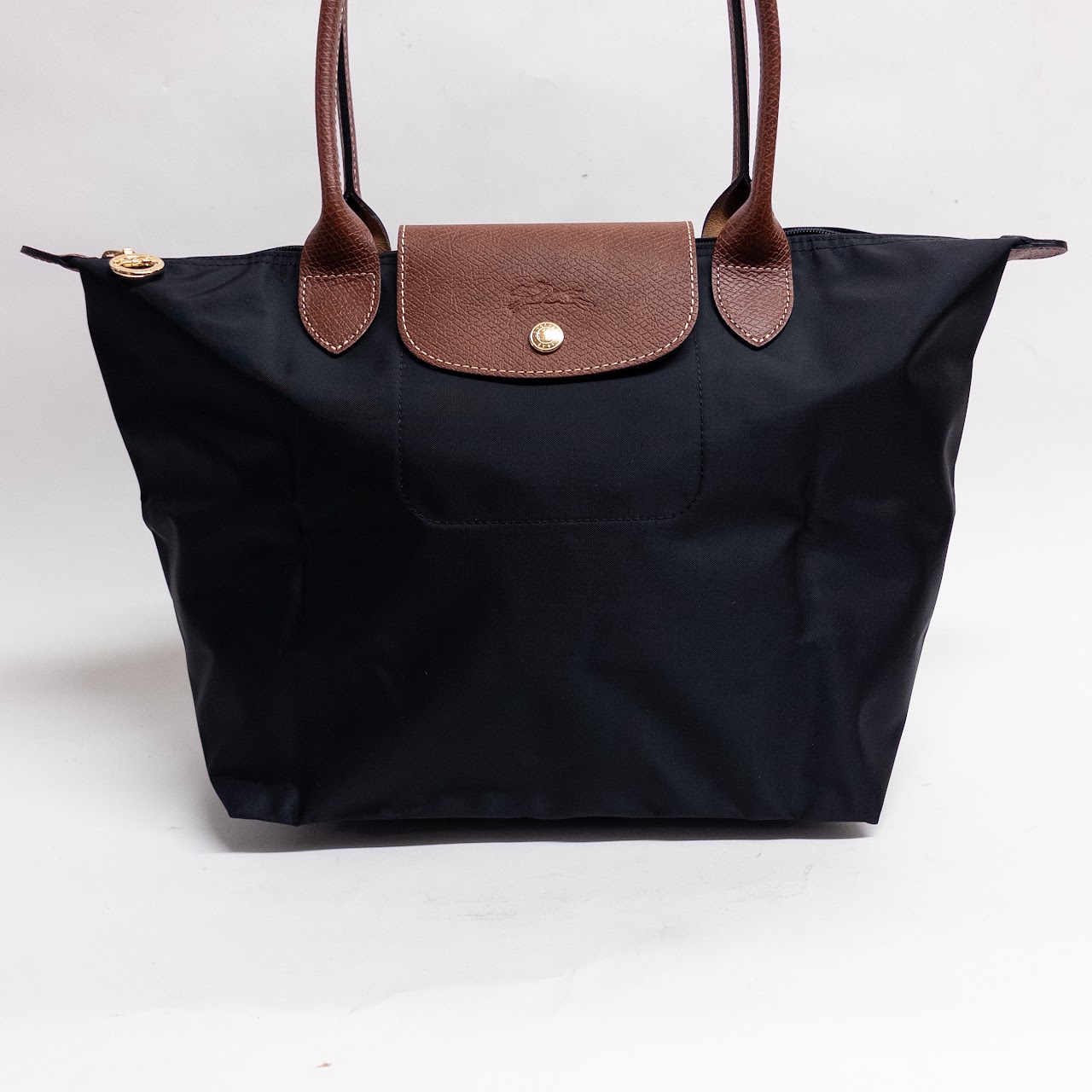 Longchamp MINT Black Le Pliage Shopping Bag