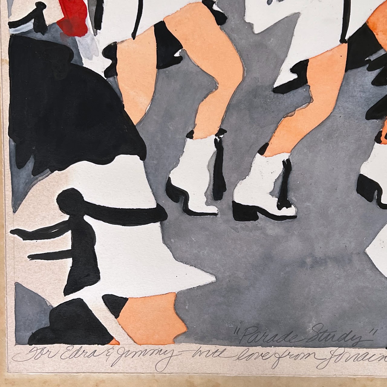 Lorraine Shenesh 'Parade Study' Signed Mixed Media Painting, 1984