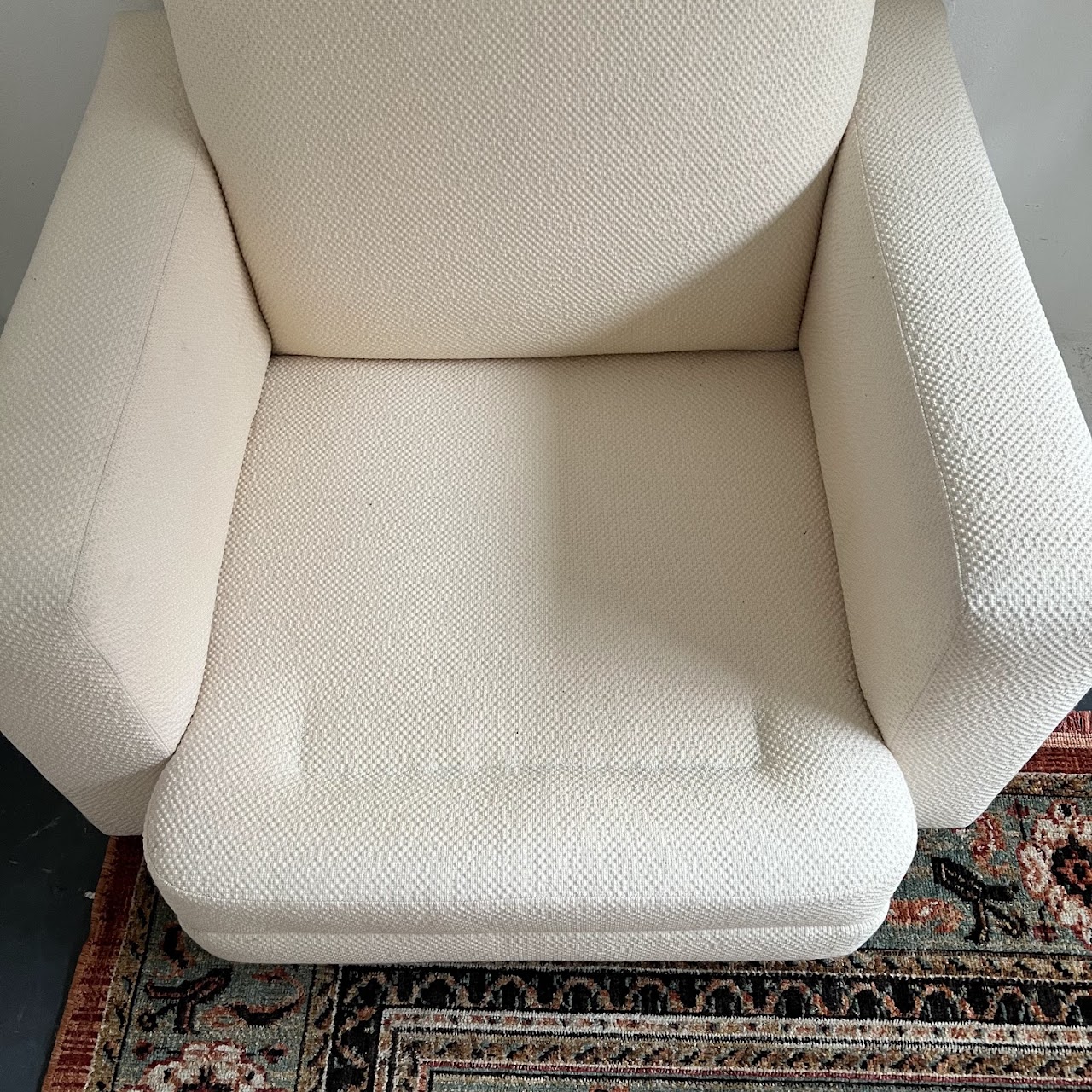 Vintage Custom Cream Upholstered Armchair Pair