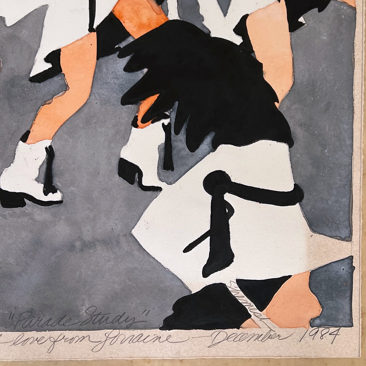 Lorraine Shenesh 'Parade Study' Signed Mixed Media Painting, 1984