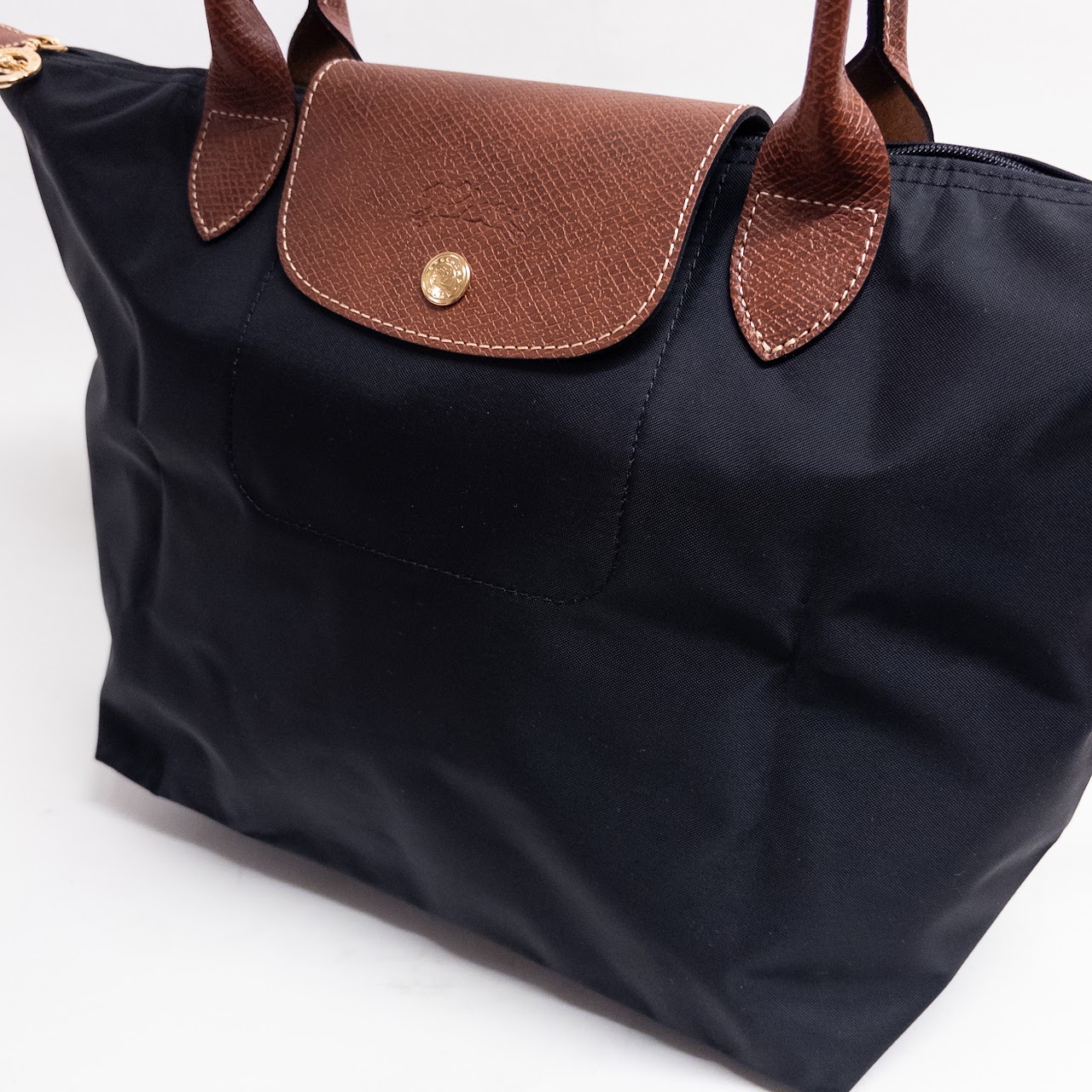 Longchamp MINT Black Le Pliage Shopping Bag