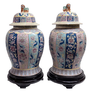 Chinese Porcelain 18" Ginger Jar Pair