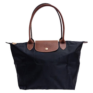 Longchamp MINT Black Le Pliage Shopping Bag