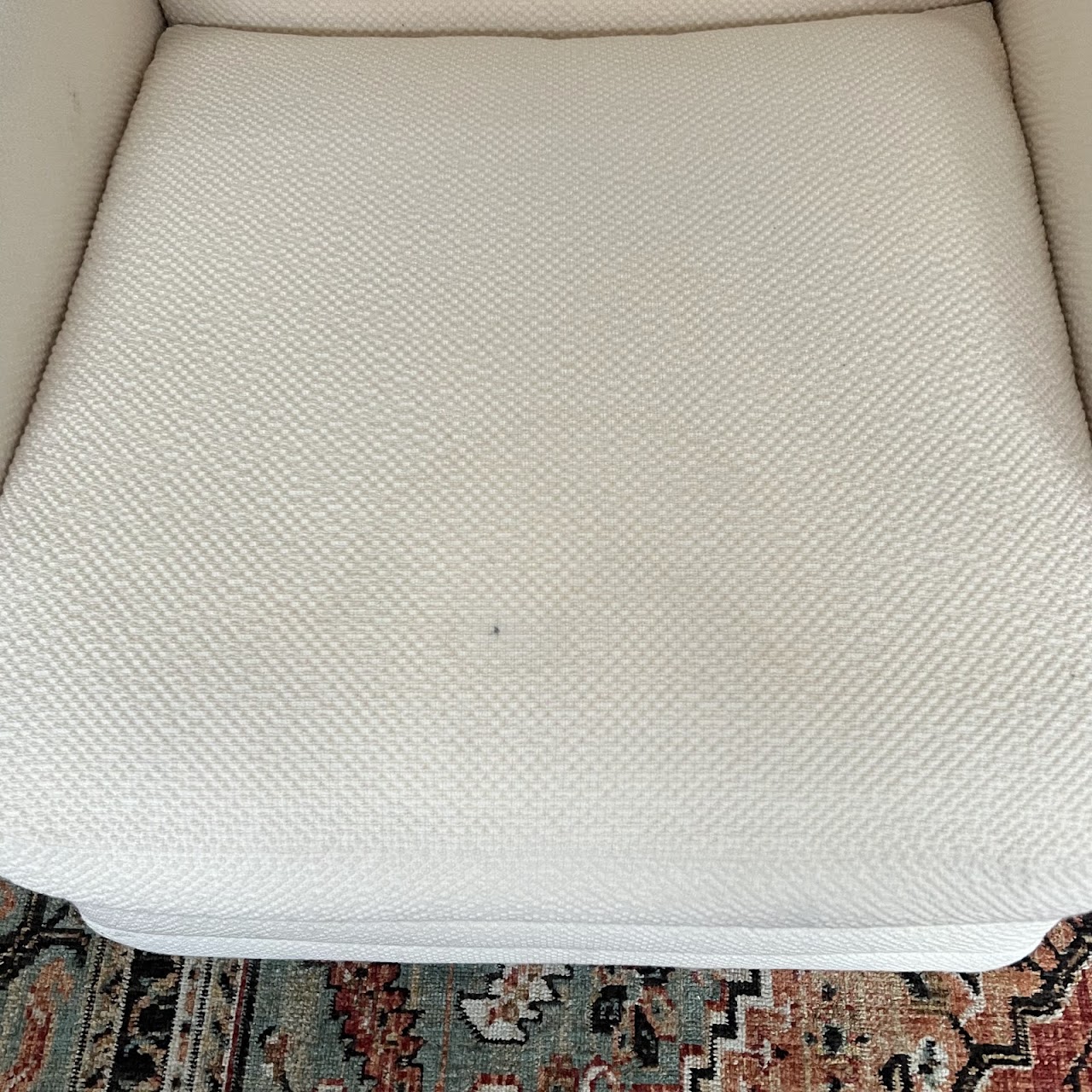 Vintage Custom Cream Upholstered Armchair Pair