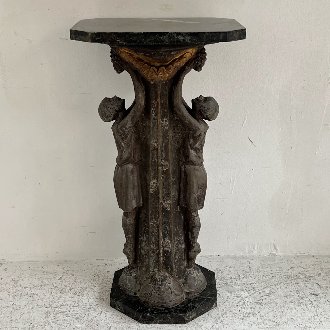 Art Deco Marble Top Figural Fern Stand