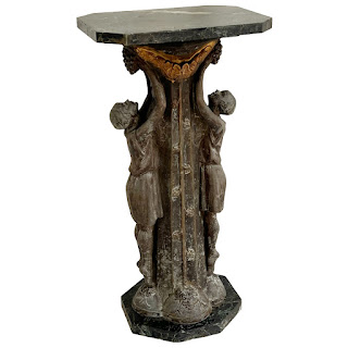 Art Deco Marble Top Figural Fern Stand