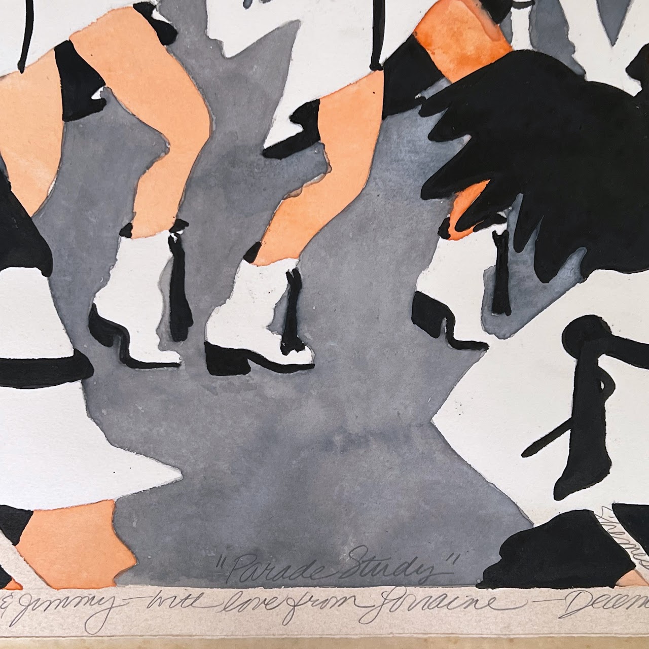 Lorraine Shenesh 'Parade Study' Signed Mixed Media Painting, 1984