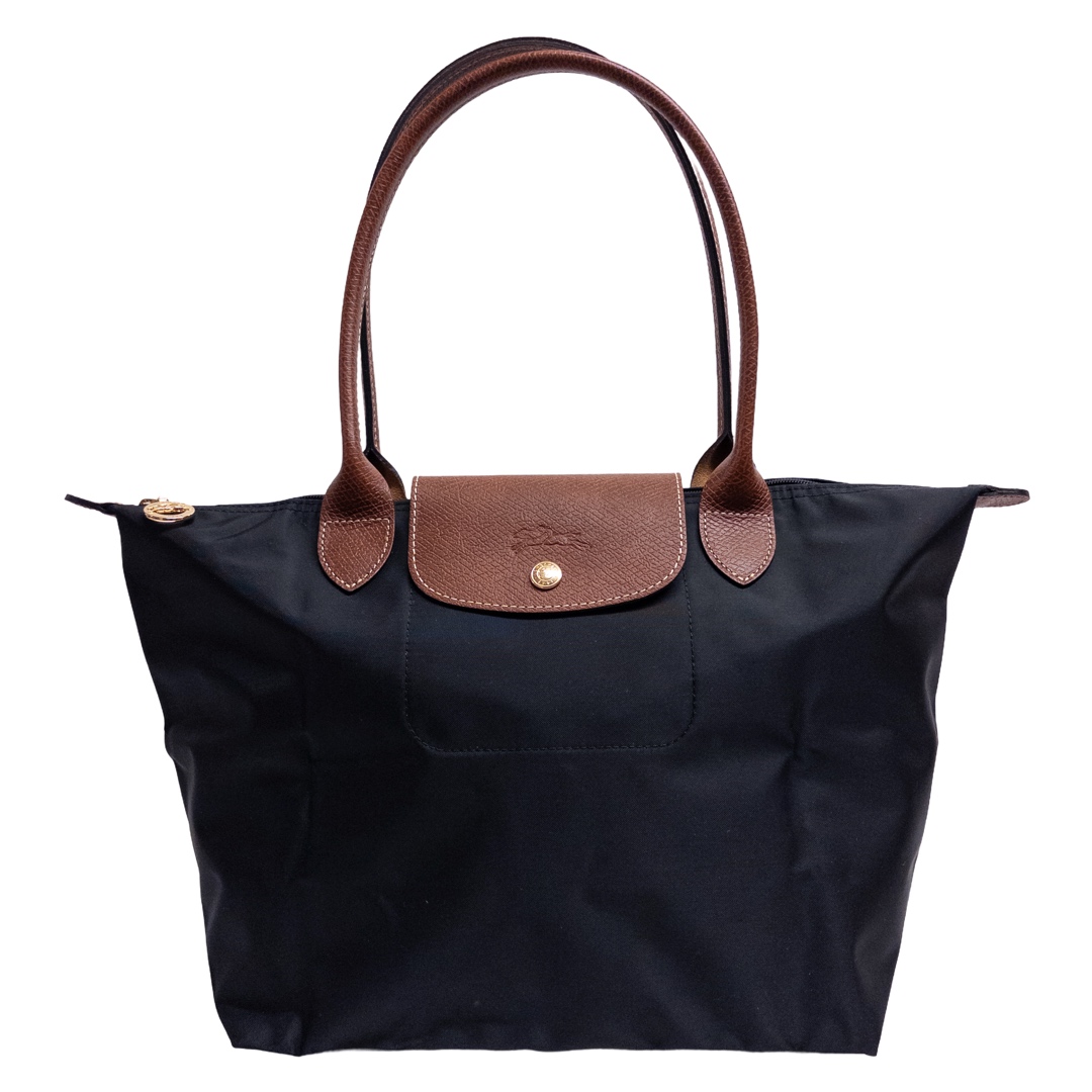 Longchamp MINT Black Le Pliage Shopping Bag