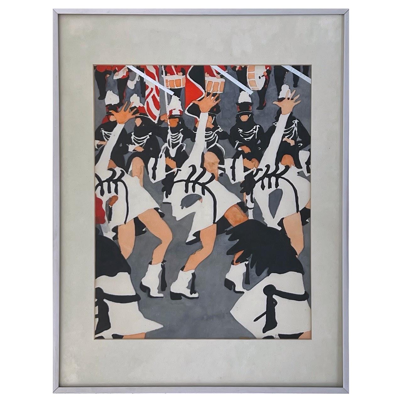 Lorraine Shenesh 'Parade Study' Signed Mixed Media Painting, 1984