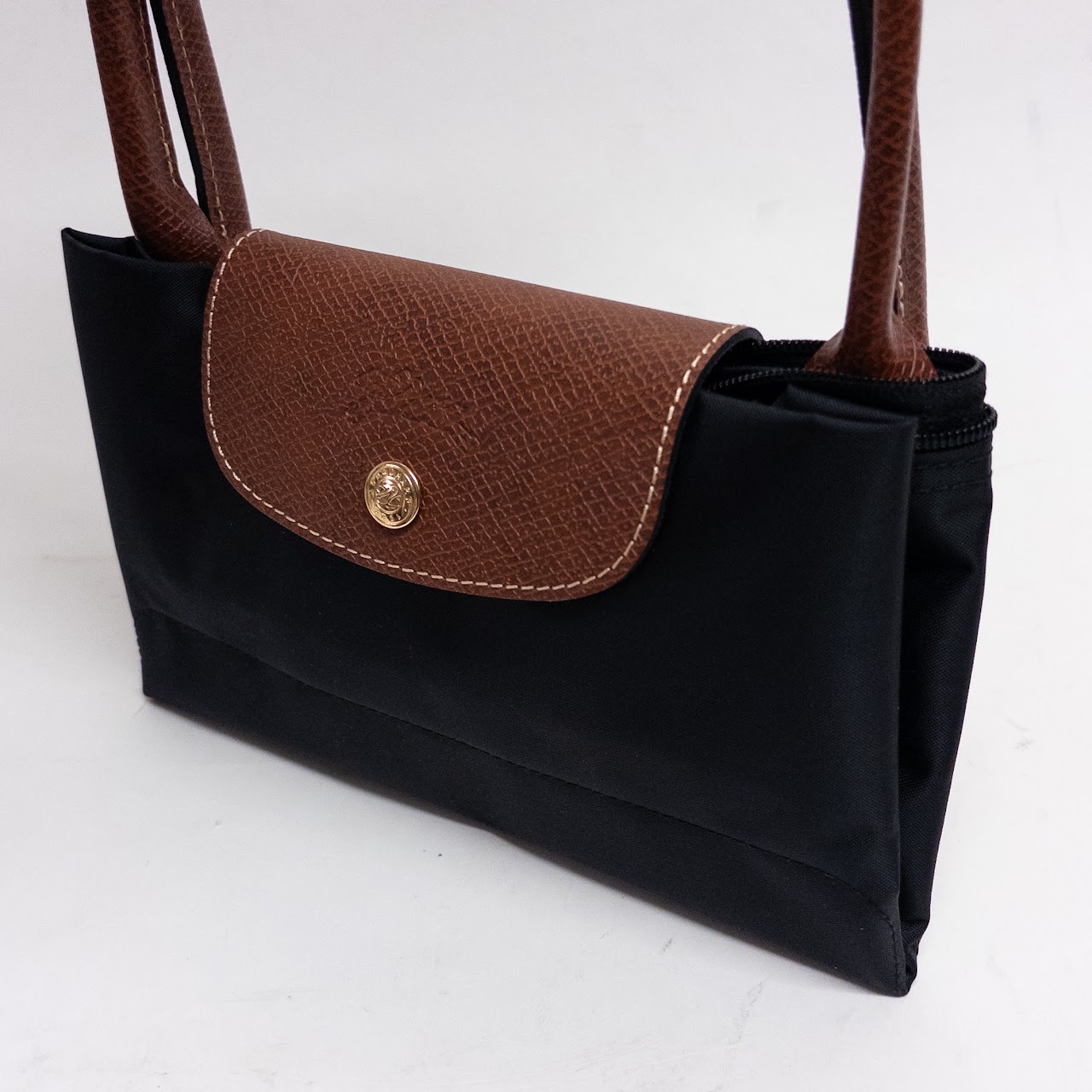 Longchamp MINT Black Le Pliage Shopping Bag