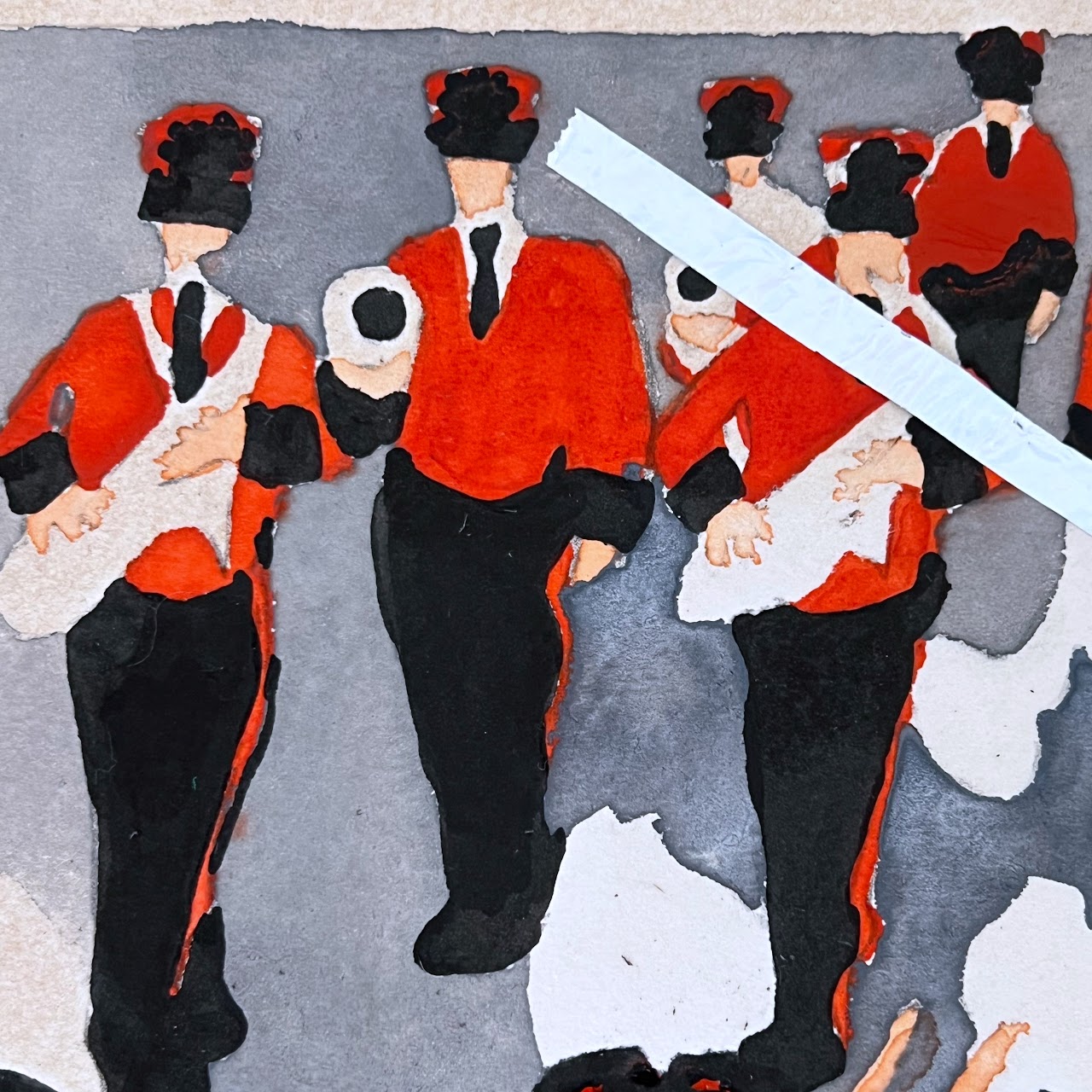 Lorraine Shenesh 'Parade Study' Signed Mixed Media Painting, 1984