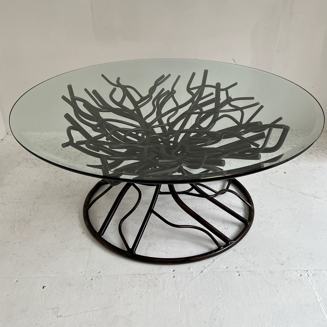 Modern Bronzed Iron Tree Root Cocktail Table