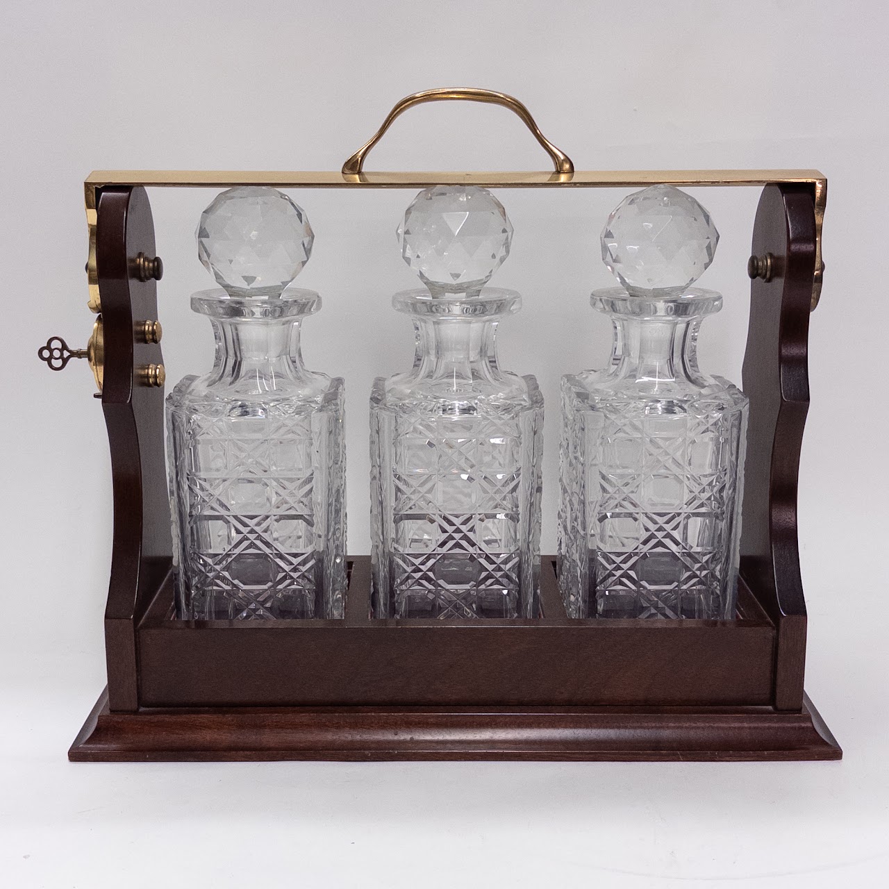 Asprey London Oak Tantalus with Brierley Crystal Decanters