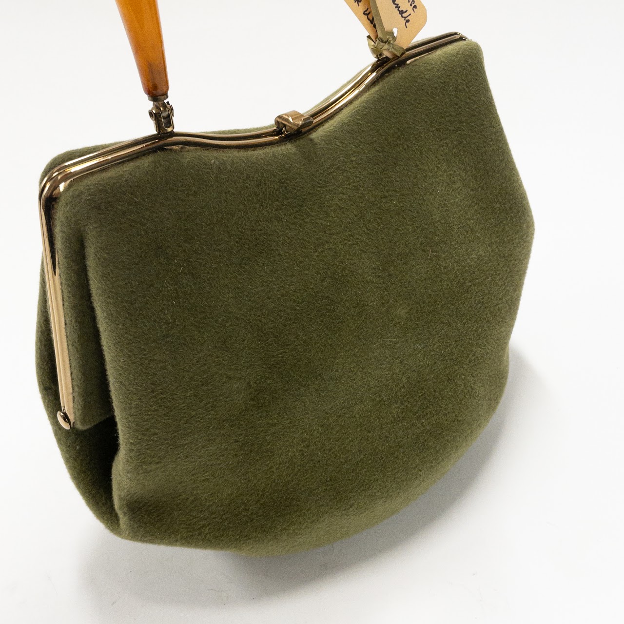 Vintage  Bakelite Handle Felt Handbag