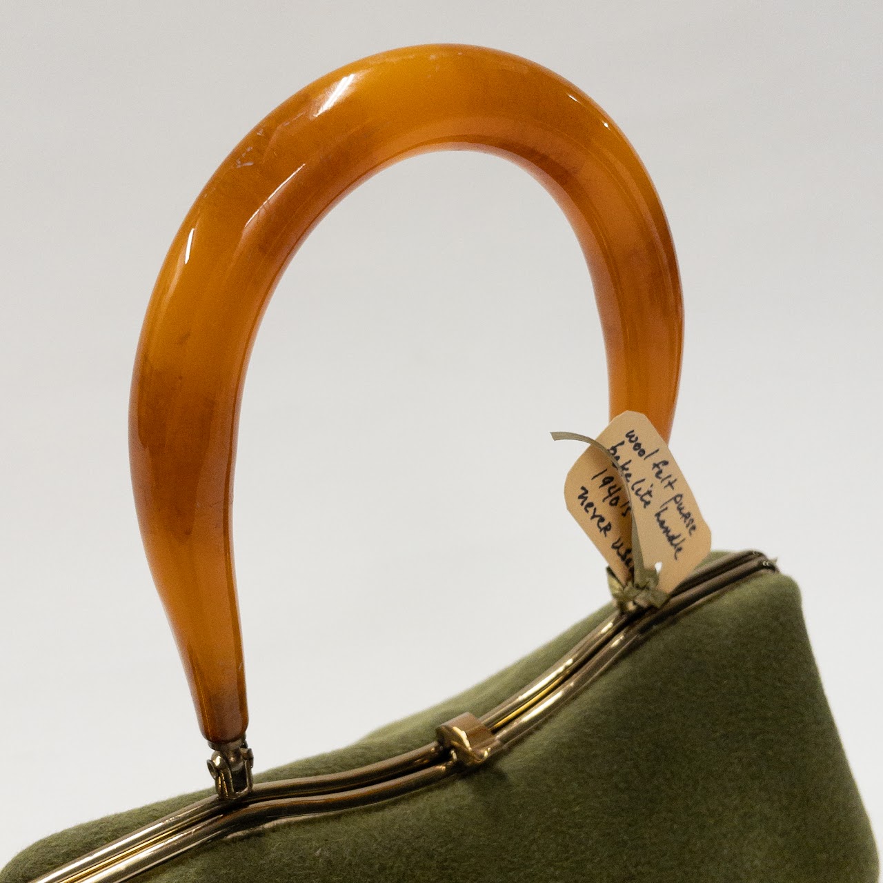 Vintage  Bakelite Handle Felt Handbag