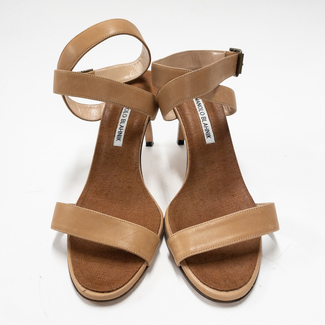 Manolo Blahnik Nude Ankle Strap Sandals