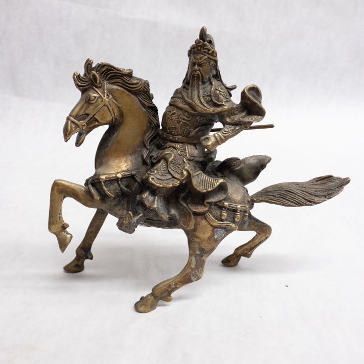 General Guan Yu with Horse Chinese Bronze Statue