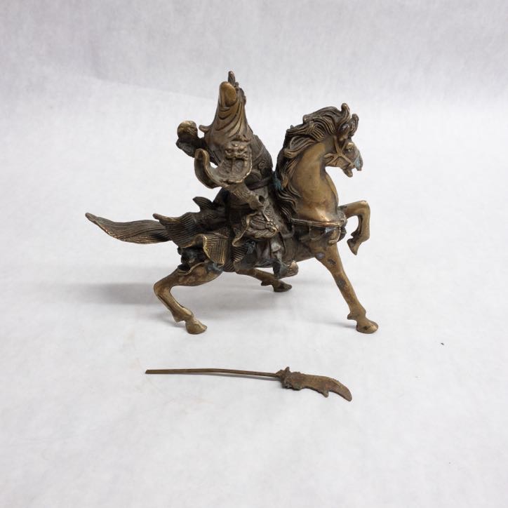 General Guan Yu with Horse Chinese Bronze Statue