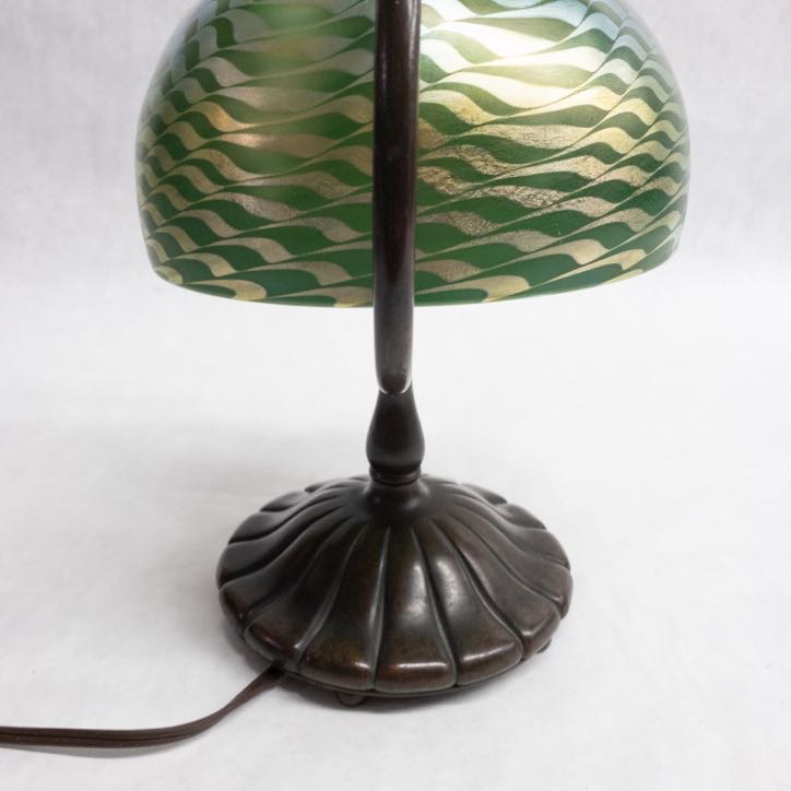 Tiffany Studios Bronze Damascene Inverted Harp Lamp