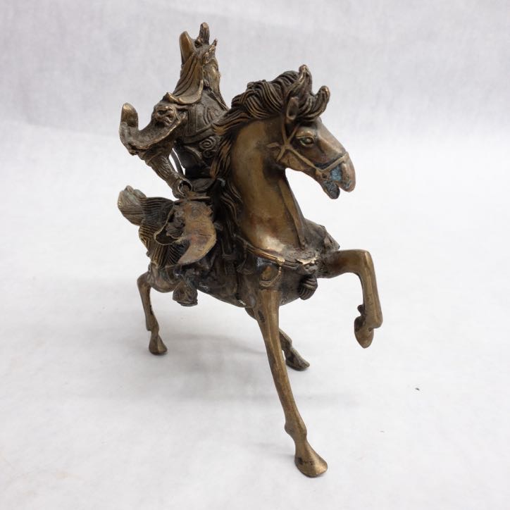 General Guan Yu with Horse Chinese Bronze Statue