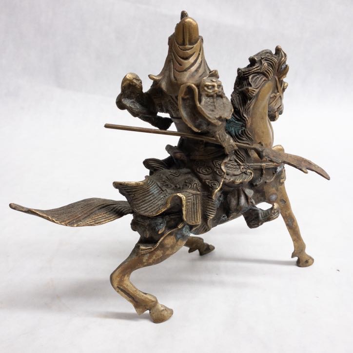 General Guan Yu with Horse Chinese Bronze Statue