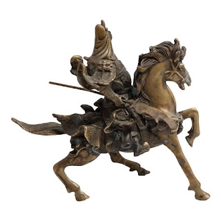 General Guan Yu with Horse Chinese Bronze Statue